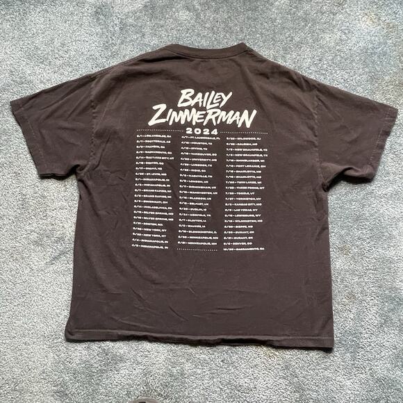 Bailey Zimmerman T-Shirt Men’s 2XL Black Short Sleeve 24 Tour Graphic Print Tee - Picture 8 of 8